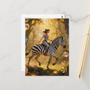 Süße Fee und ihr Zebra Postkarte