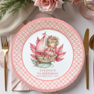 Süße Feen-Mädchen-Geburtstag Rosa Blumen Papier Te Pappteller