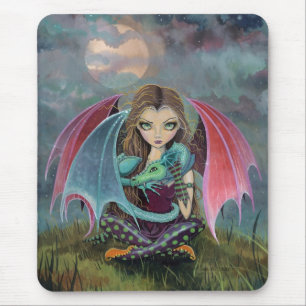 Süße Feen- und Drachen-Fantasie-Kunst-Mauspad Mousepad
