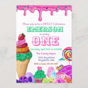 Süße Feier, Candyland, Candy Sweets Donut Einladung