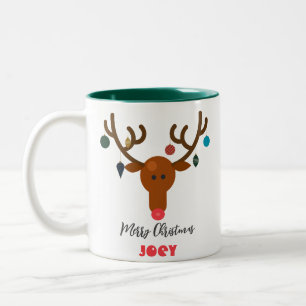 Süße Ferien Whimsical Rentier Weihnachtsball Zweifarbige Tasse