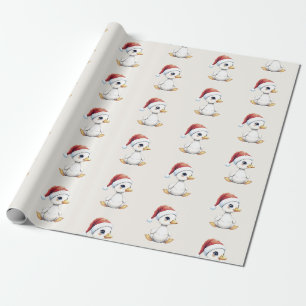 Süße festliche Weihnachtsgans Ente mit Santa Hut Geschenkpapier