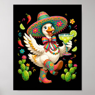 Süße Fiesta-Gans Margarita Sommerparty Kaktus Poster