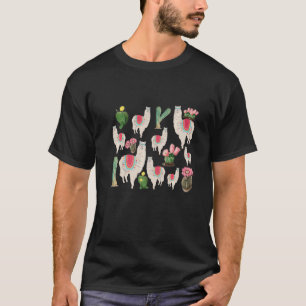 Süße Fiesta Lama & Kaktus Muster T-Shirt