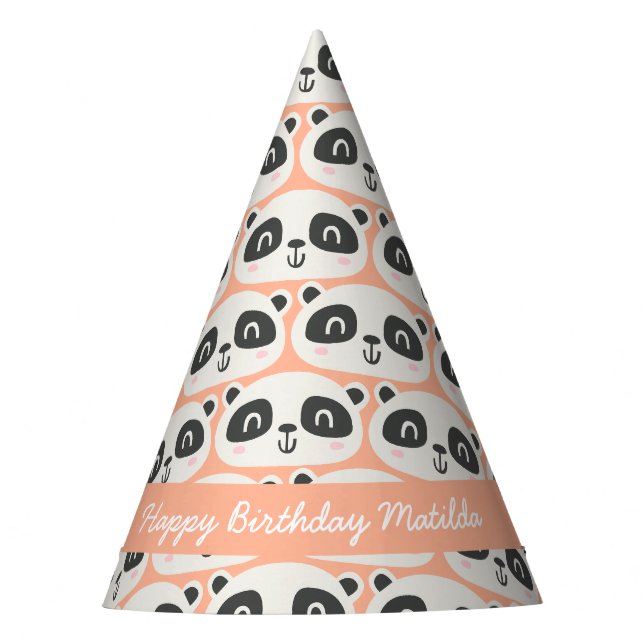 Süße Figur Panda Kindergeburt Partyhütchen (Vorderseite)