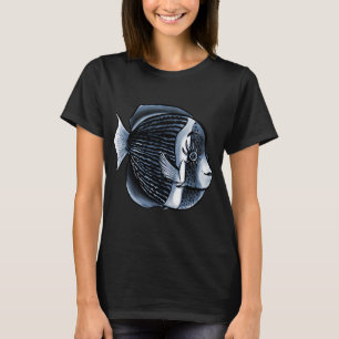 Süße Fisch-Wimpern Schwarz-Weiß-Digitalkunst T-Shirt