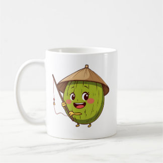Süße Fischerei-Kokosnuss-Cartoon - Tropische Somme Kaffeetasse