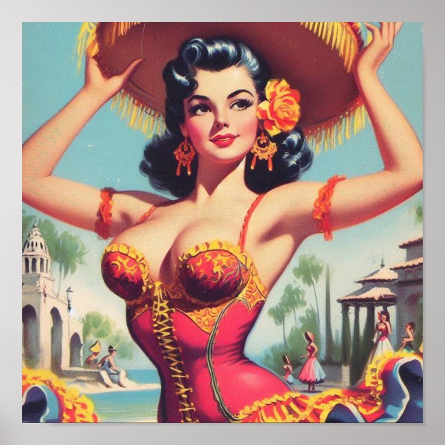 Süße Flamenco-Pin-up Poster (Vorne)