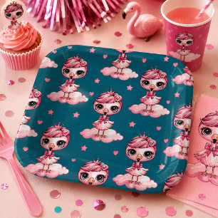 Süße Flamingo Prinzessin Pappteller