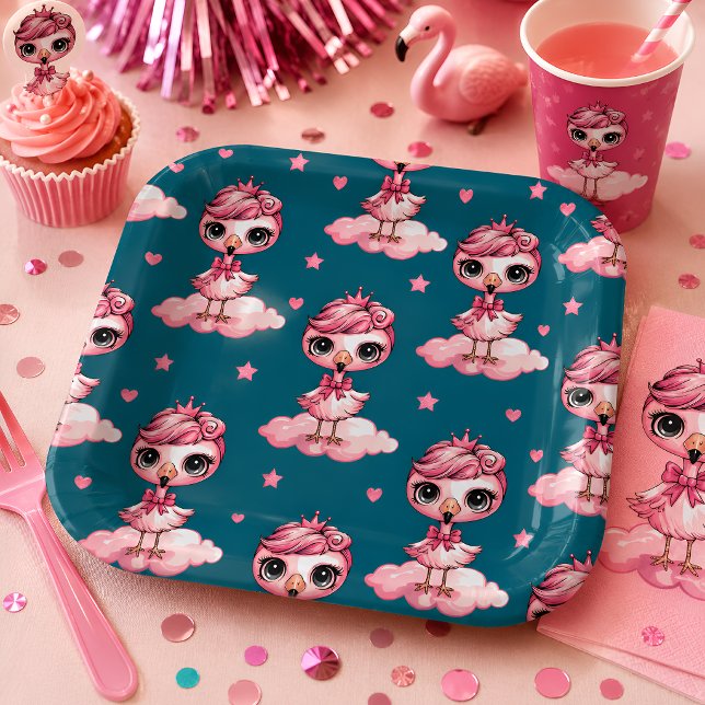 Süße Flamingo Prinzessin Pappteller (Von Creator hochgeladen)