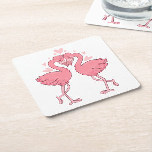 Süße Flamingo-Rosa-Tropische-Strand-Hochzeit Rechteckiger Pappuntersetzer