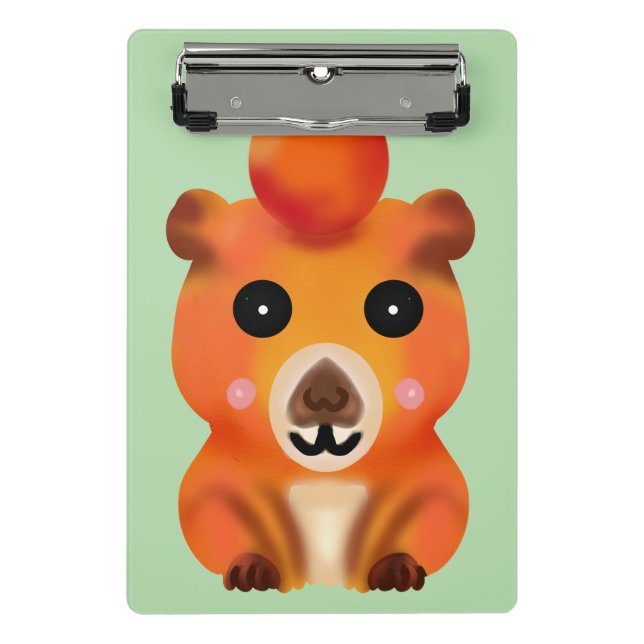 Süße, flauschige Capybara mit Orange | Kawaii Tier Mini Klemmbrett (Vorderseite)