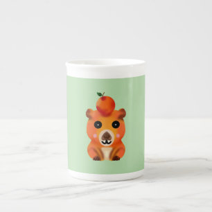 Süße, flauschige Capybara mit Orange   Kawaii Tier Prozellantasse