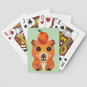 Süße, flauschige Capybara mit Orange   Kawaii-Tier Spielkarten