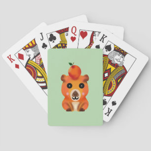 Süße, flauschige Capybara mit Orange   Kawaii Tier Spielkarten