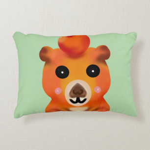 Süße flauschige Capybara mit Orange   Kawaii Tierk Dekokissen