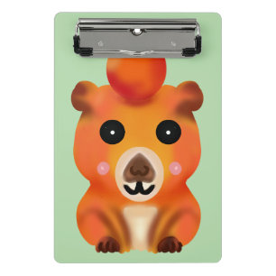 Süße flauschige Capybara mit Orange   Kawaii Tierk Mini Klemmbrett