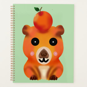 Süße flauschige Capybara mit Orange   Kawaii Tierk Planer