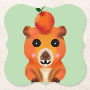 Süße flauschige Capybara mit Orange Kawaii Tierk Untersetzer