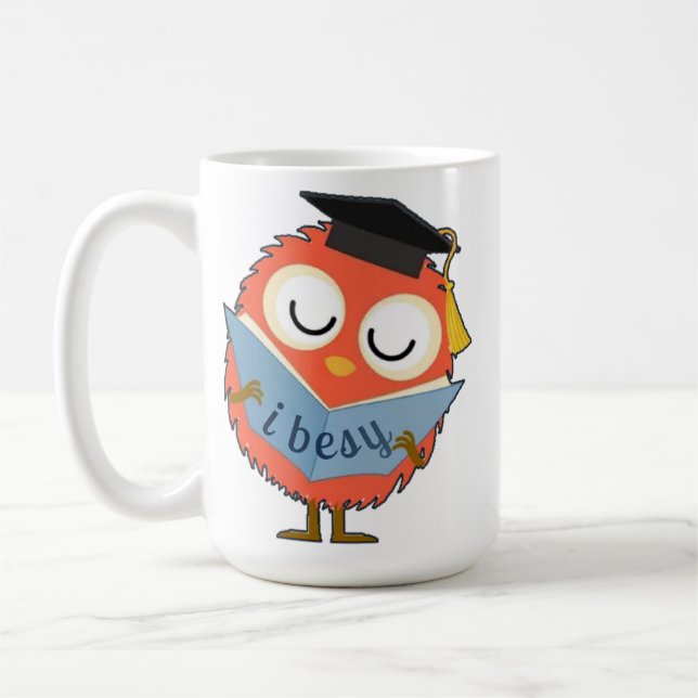 Süße flauschige Eulenmaskottchen Kaffeetasse (Links)