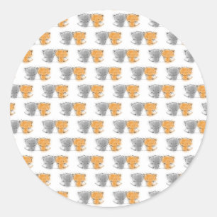 Süße flauschige Kätzchen Illustration Katzen Kunst Runder Aufkleber