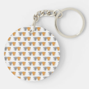Süße flauschige Kätzchen Illustration Katzen Kunst Schlüsselanhänger