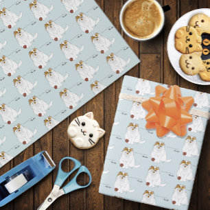 Süße flauschige Perserkatze Lustiges Miauen Blau Geschenkpapier