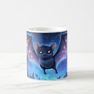 süße Fledermaus fliegt nachts unter einem sternenk Kaffeetasse
