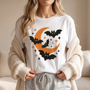 Süße Fledermäuse und Halbmond Halloween T-Shirt