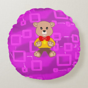 Süße Fliege Teddybär Raumschiff Rundes Kissen