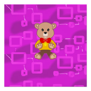 Süße Fliege Teddybär Rosa Geometrisch Poster