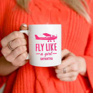 Süße Fliege wie ein Mädchen Rosa Flugzeug Mädchenh Kaffeetasse