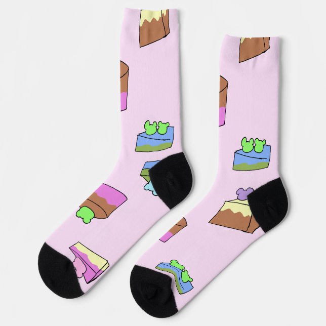Süße fliegende Froschkuchen Socken (Linkes Detail)