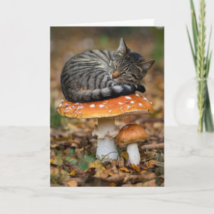 Süße Fliegenpilz-Tabby-Karte zum Gruß Karte