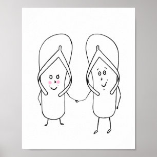 süße Flip-Flops, Paar, Sandalen-Thema Poster