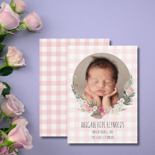 Süße Florale Baby-Mädchen-Geburtsfoto-Ankündigung