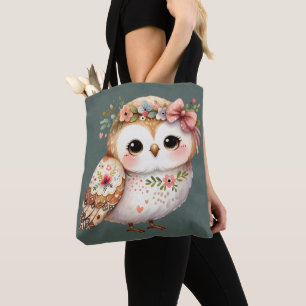 Süße florale Eule mit Schleife Tasche