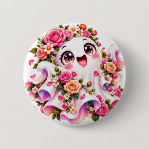 Süße florale Geister-Rosa Rosen Button