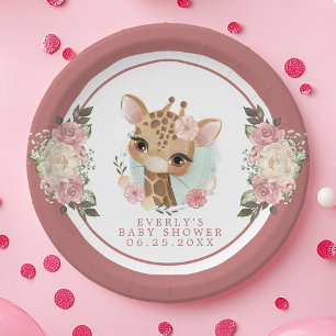 Süße florale Giraffen-Baby-Party  Pappteller