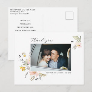 Süße Florale Hochzeitsfoto-Dankeschön-Karte Postkarte