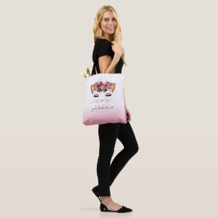 Süße florale Katze rosa Ombre Tasche