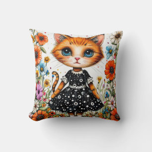 🐱🌸 Süße florale Katzen-Deko-Geschenk für gemütli Kissen