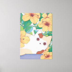 Süße florale Katzen-Natur-Ästhetik-Kunst Leinwanddruck