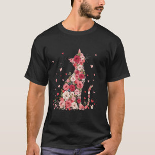 Süße florale Katzenkunst Blumenkatzenbesitzer und T-Shirt
