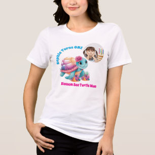 Süße florale Meeresschildkröte Blüten-Mama Foto Ge Tri-Blend Shirt