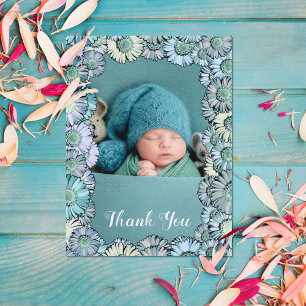 Süße florale pastellblaue Boho-Daisy-Foto-Anpas Postkarte