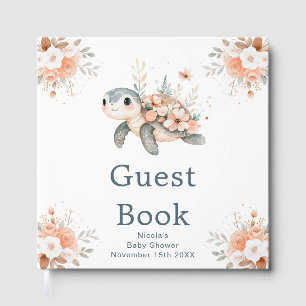 Süße florale Schildkröten-Baby-Party Gästebuch