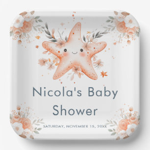Süße florale Seestern-Baby-Party Pappteller