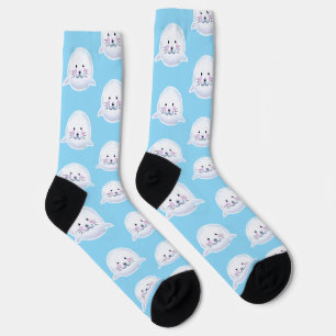 Süße Fluffige Babyrobben-Illustration Socken