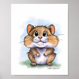 Süße Fluffige Hamster Cartoon Poster